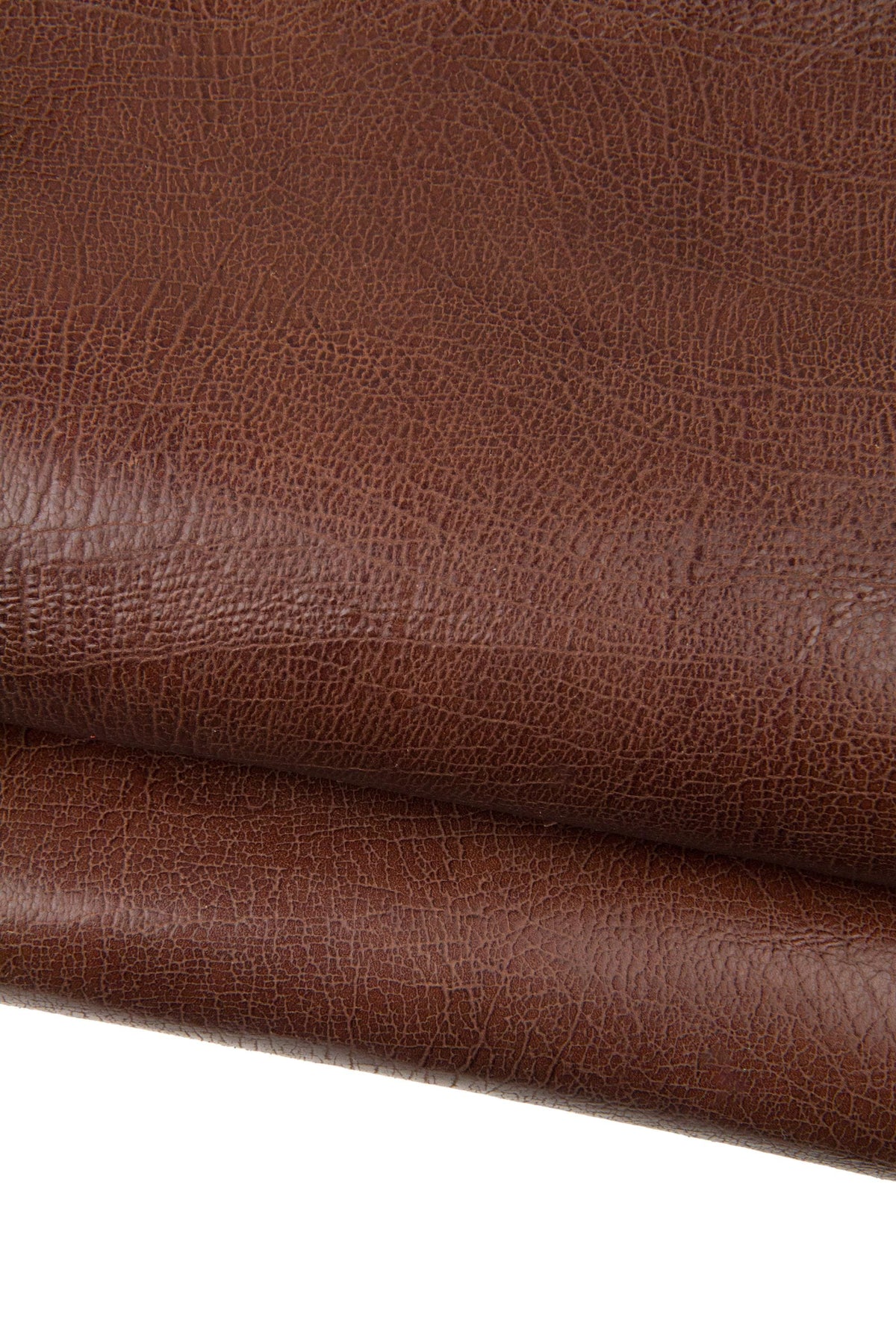 Red brown textured leather hide, GLOSSY thick cowhide, soft vintage calfskin 1.4 - 1.6 mm for crafters B18556-TU La Garzarara