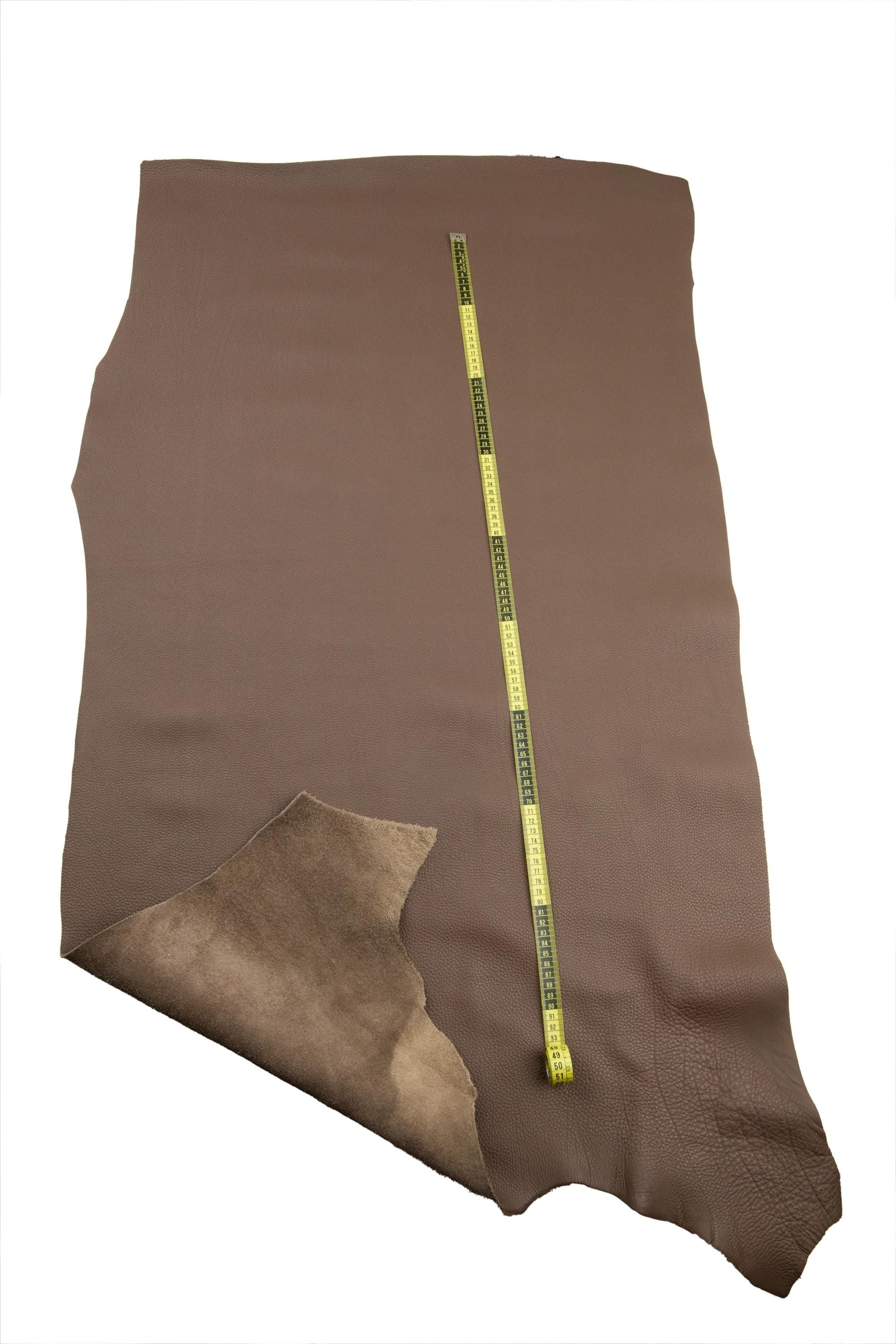 Taupe brown PEBBLE GRAIN printed cowhide, matt soft leather hide, thic calfskin - 1.9 - 2.0 mm B18764-TU La Garzarara