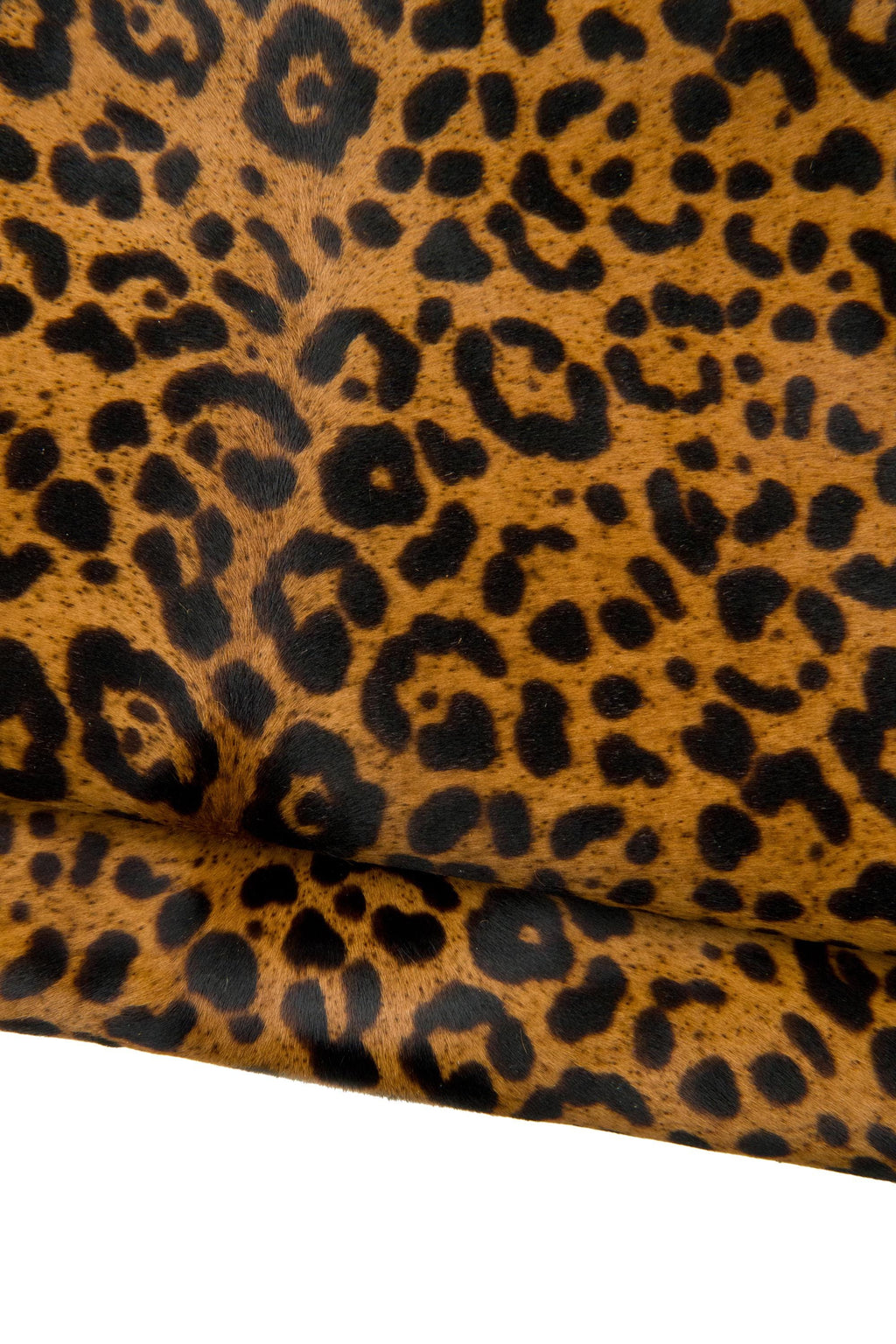 Brown LEOPARD HAIR on leather hide, tan cheetah textured pony skin, soft hairy cowhide for crafting B18708-CV La Garzarara