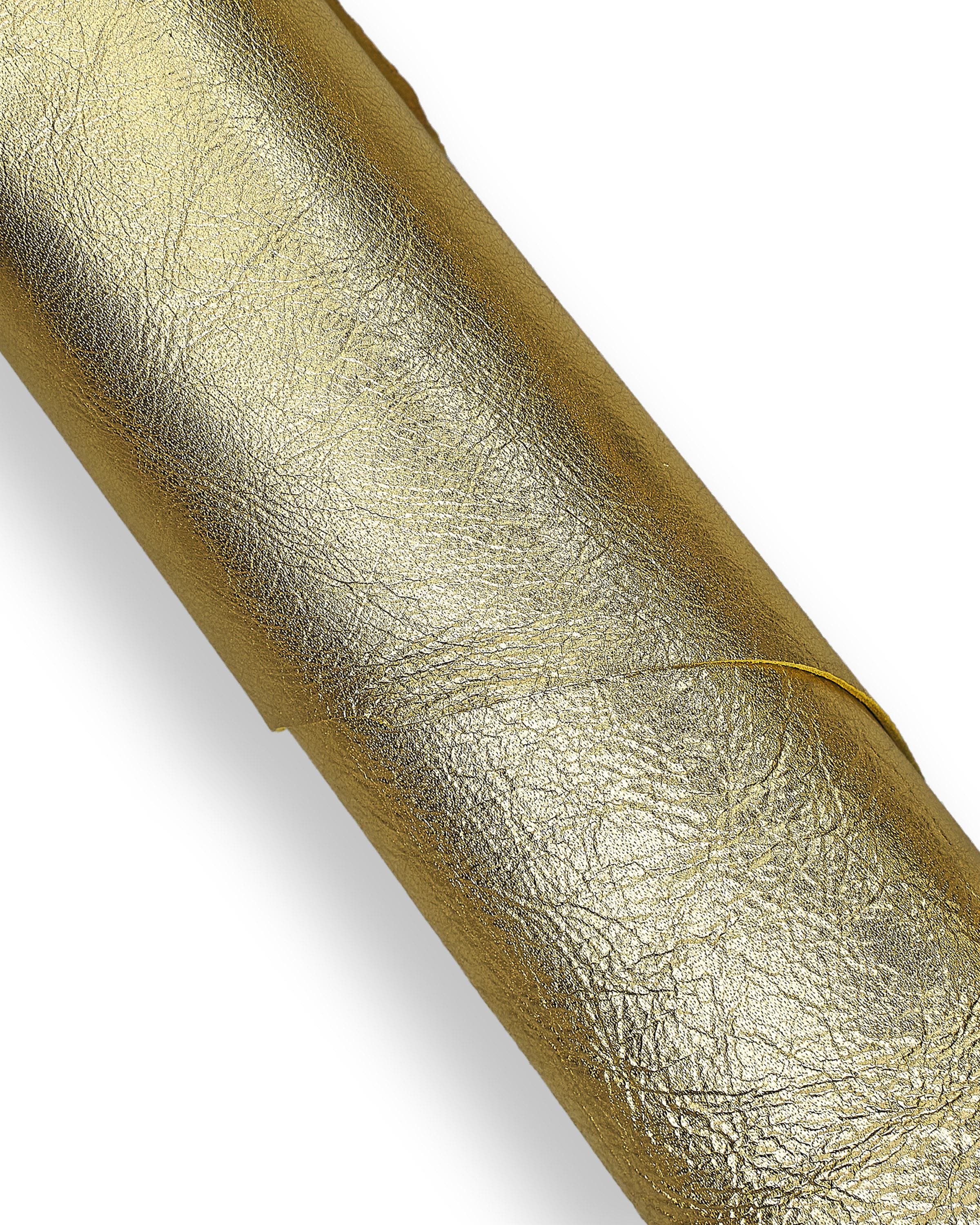 Set of Gold metallic leather skins, smooth metallic and CROCODILE PYTHON printed soft goatskins, hide for diy B18352-mt(st) La Garzarara
