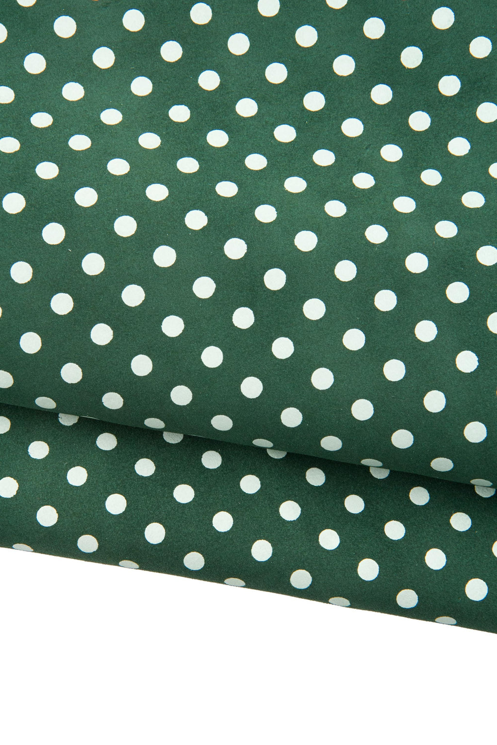 Green - white POLKA DOTS printed leather hide, textured suede cowhide, soft calfskin for hobbyists B18886-ST La Garzarara