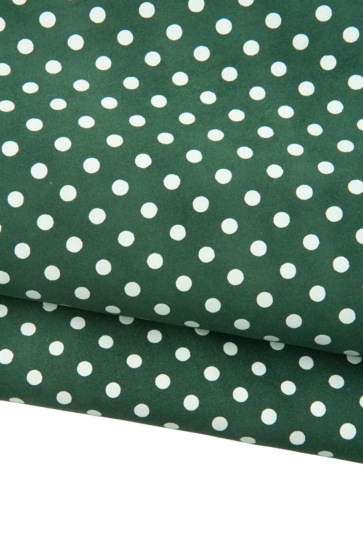 Green - white POLKA DOTS printed leather hide, textured suede cowhide, soft calfskin for hobbyists B18886-ST La Garzarara
