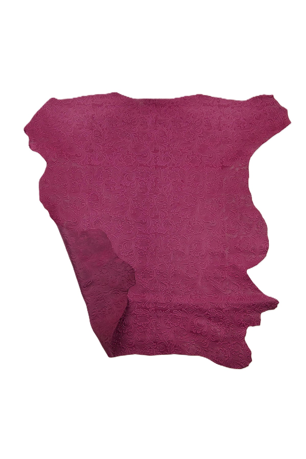 Purple CHARRO printed leather hide, floral embossed calfskin, soft cowhide for DIY creations B18963-ST La Garzarara