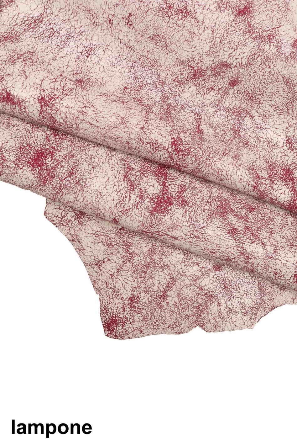 Pink, violet, blue, black metallic goatskins, CRACKLE distressed goat skins, crackled glitter leather hides B13958-ST La Garzarara
