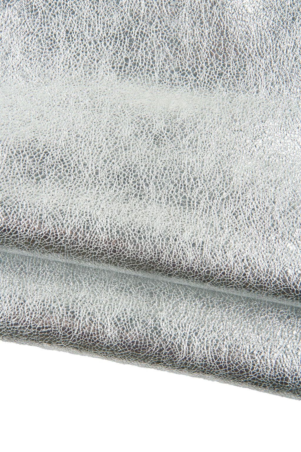 Silver METALLIC leather skin, CRACKLED soft goatskin, bright thick hide for diy projects B18881-MT La Garzarara