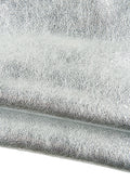Silver METALLIC leather skin, CRACKLED soft goatskin, bright thick hide for diy projects B18881-MT La Garzarara