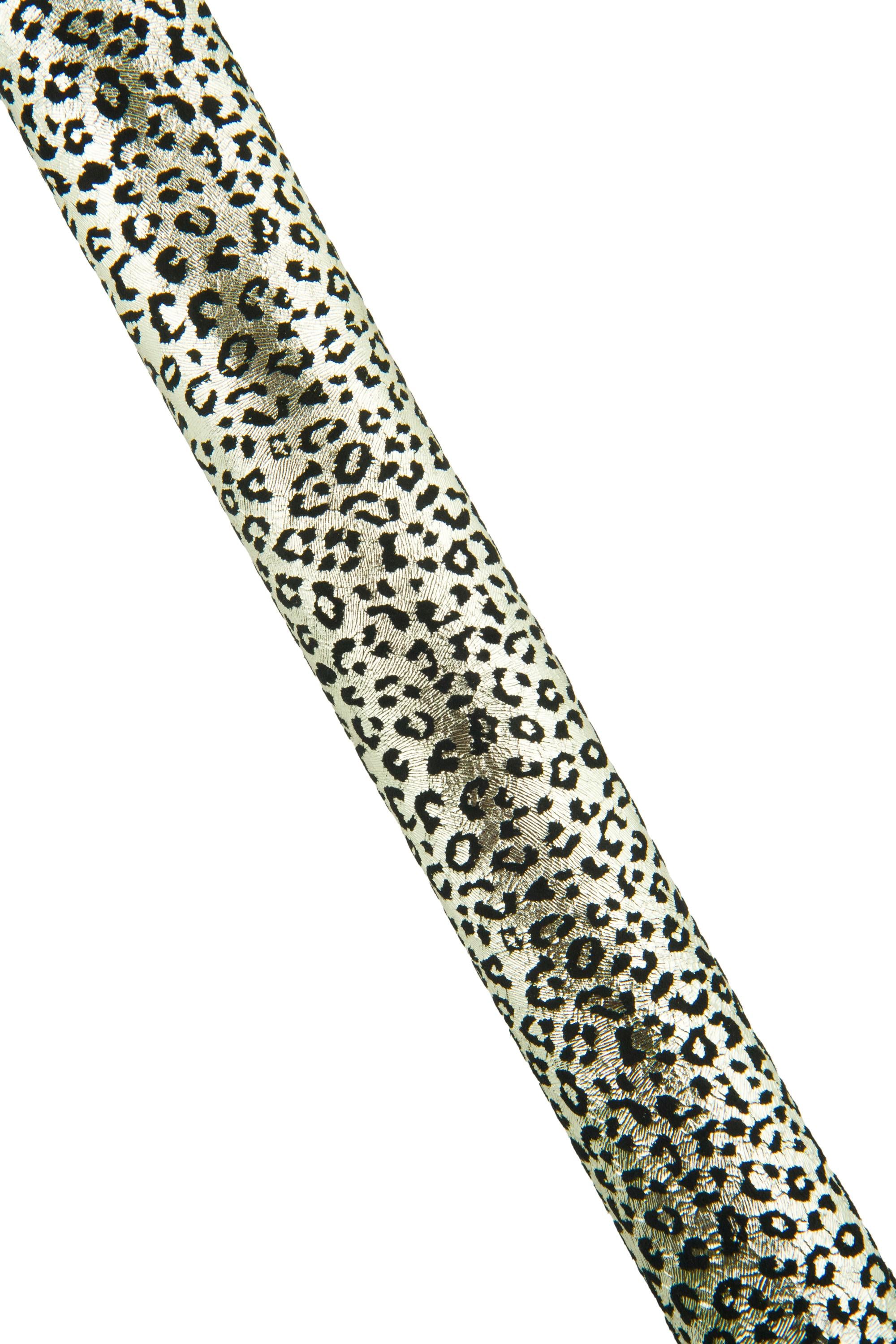 LEOPARD printed leather skin, black lambskin - light gold METALLIC animal texture, soft bright sheepskin B18878-MT(st) La Garzarara