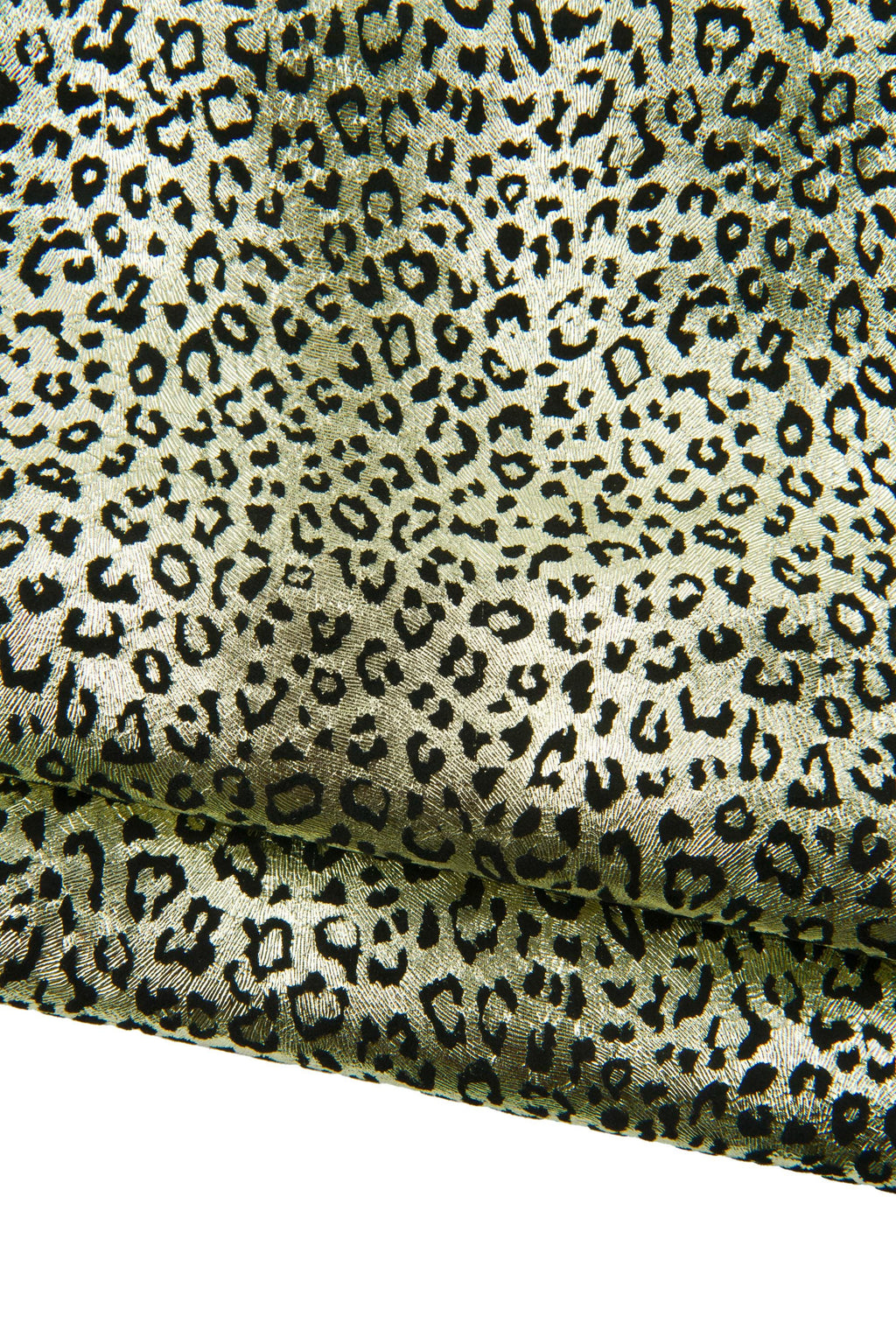 LEOPARD printed leather skin, black lambskin - light gold METALLIC animal texture, soft bright sheepskin B18878-MT(st) La Garzarara