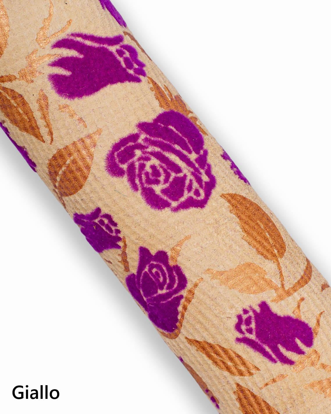 FLORAL printed leather, suede split calfskin with FLOCK flower and copper-colored leaves, soft hides B18983-MT(st) La Garzarara