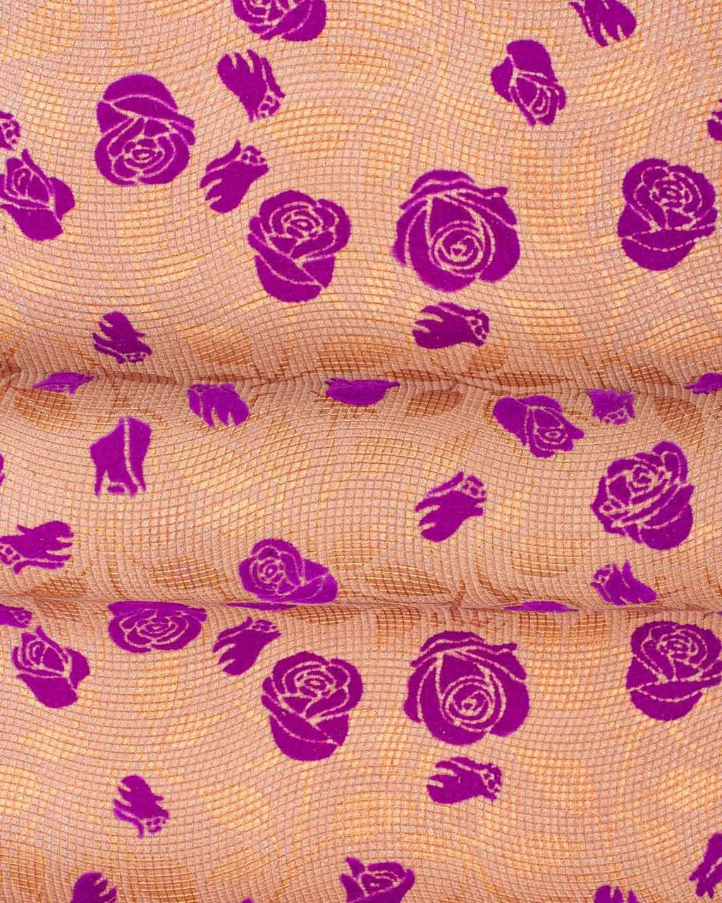FLORAL printed leather, suede split calfskin with FLOCK flower and copper-colored leaves, soft hides B18983-MT(st) La Garzarara