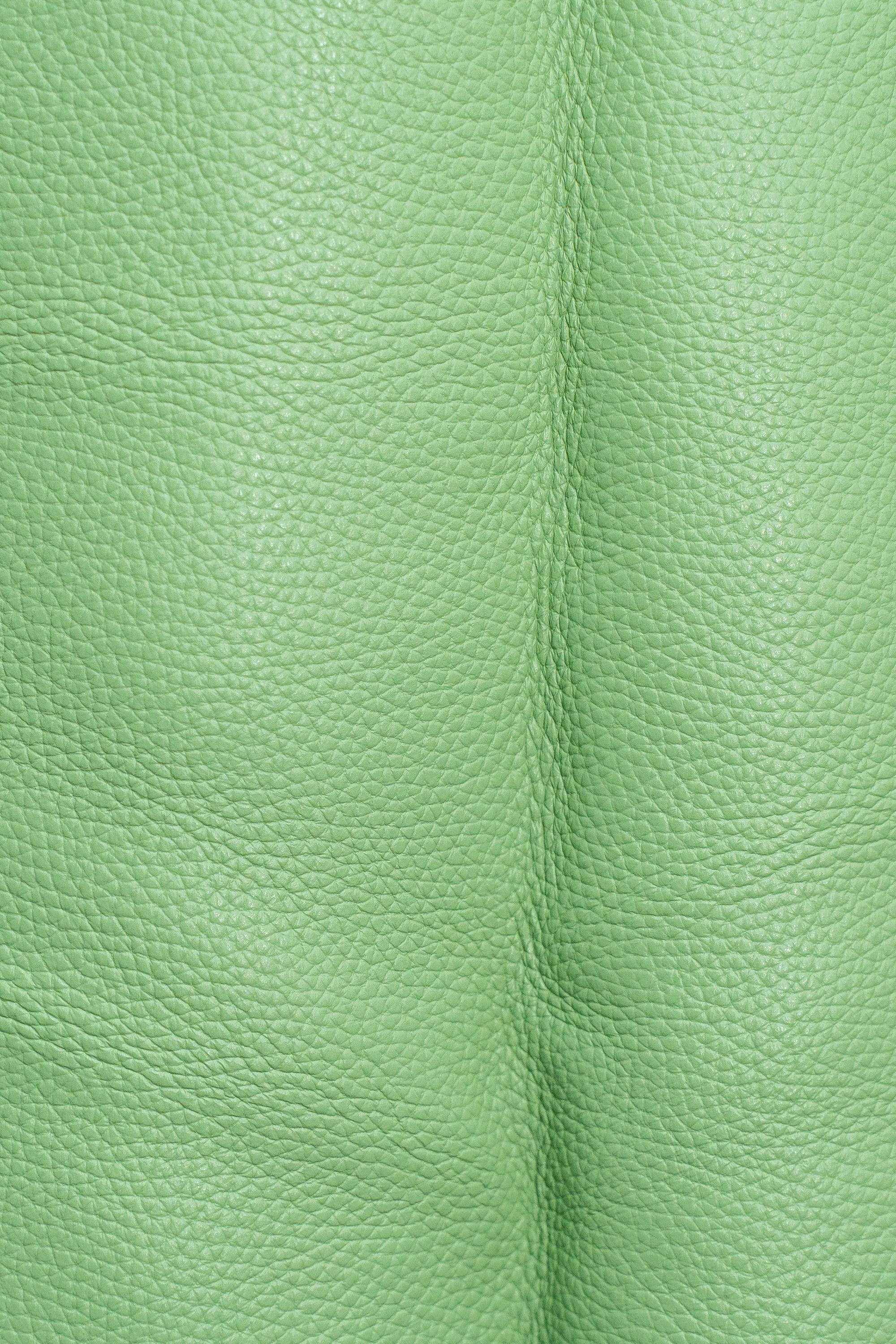 Pebbled Pastel Green leather hide, Natural grained cowhide skin for upholstery, chairs, sofas and structured bags 1.2 - 1.4 mm