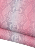 Pink grey PYTHON printed leather hide, SNAKE textured cowhide, reptile pattern on soft calfskin B18903-ST La Gararara