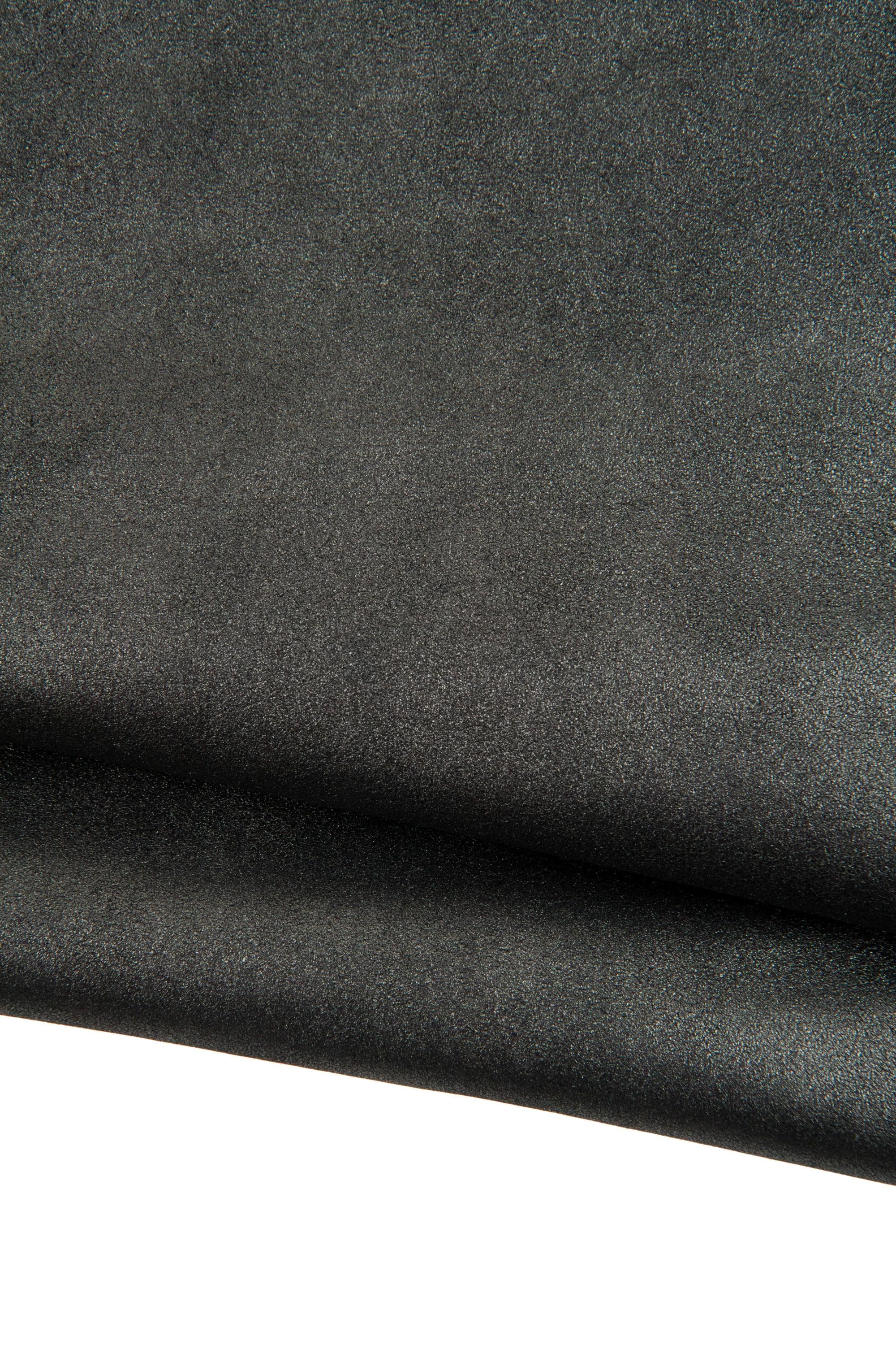 Charcoal METALLIC leather skin, dark grey soft goatskin, BRIGHT suede hide for hobbyists B18814-MT La Garzarara
