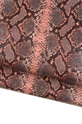 Pink - grey PYTHON printed leather hide, reptile - SNAKE textured cowhide, glossy soft calfskin for crafting B18915-ST La Garzarara