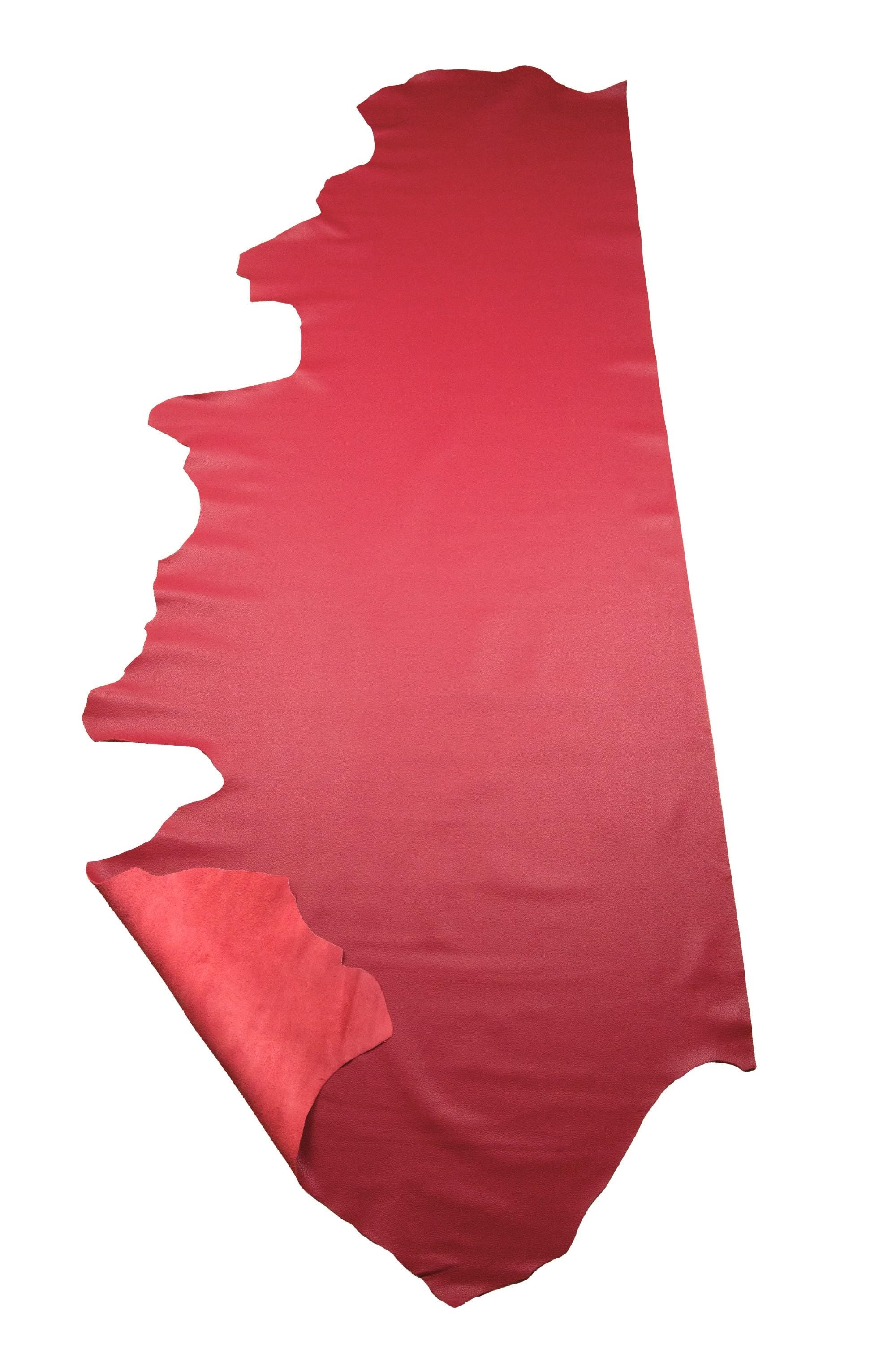 Cherry red Pebbled Calf Leather Skin, Premium red matt finish cowhide, soft thick leather 1.3-1.5 mm B18891-TU La Garzarara