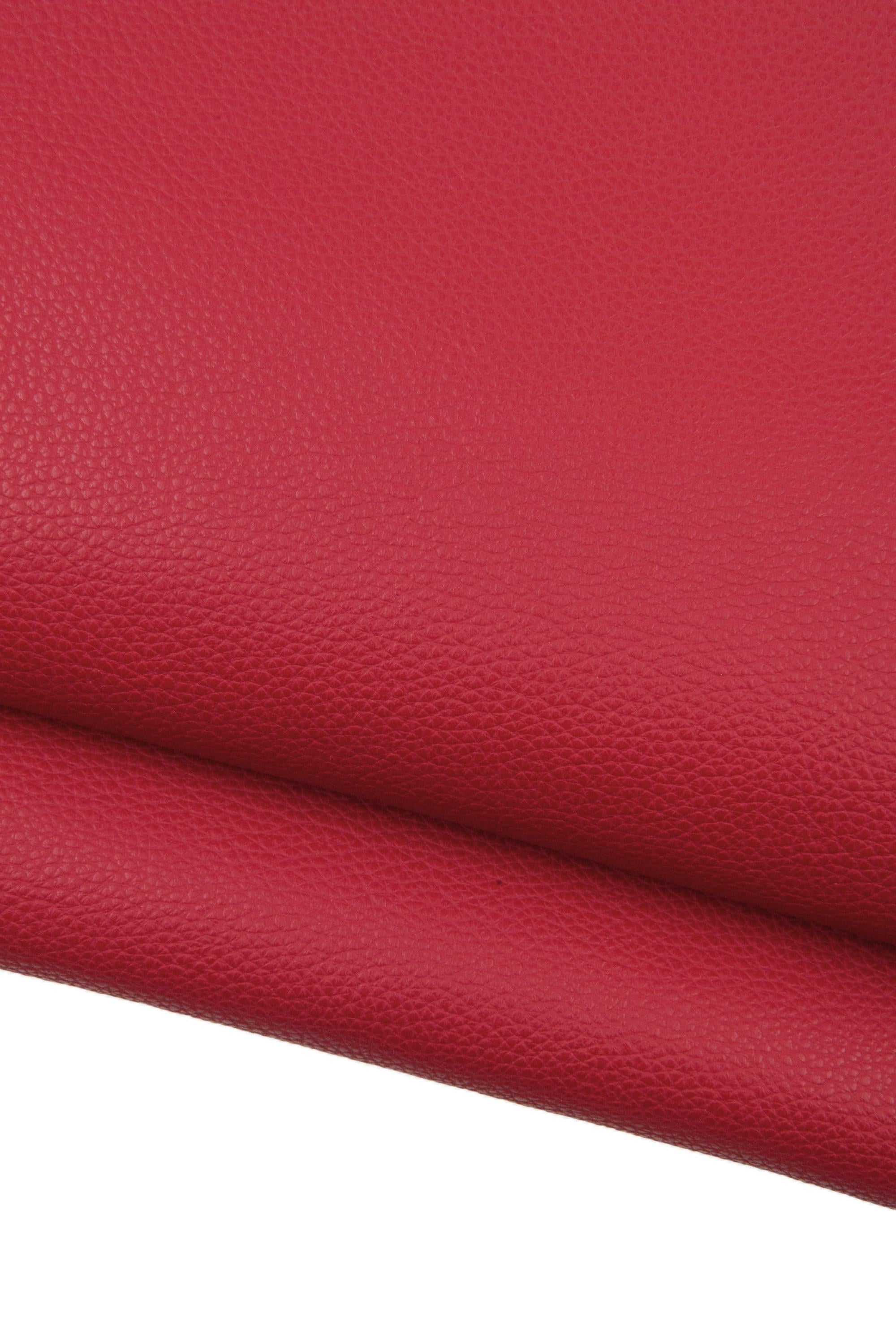 Cherry red Pebbled Calf Leather Skin, Premium red matt finish cowhide, soft thick leather 1.3-1.5 mm B18891-TU La Garzarara