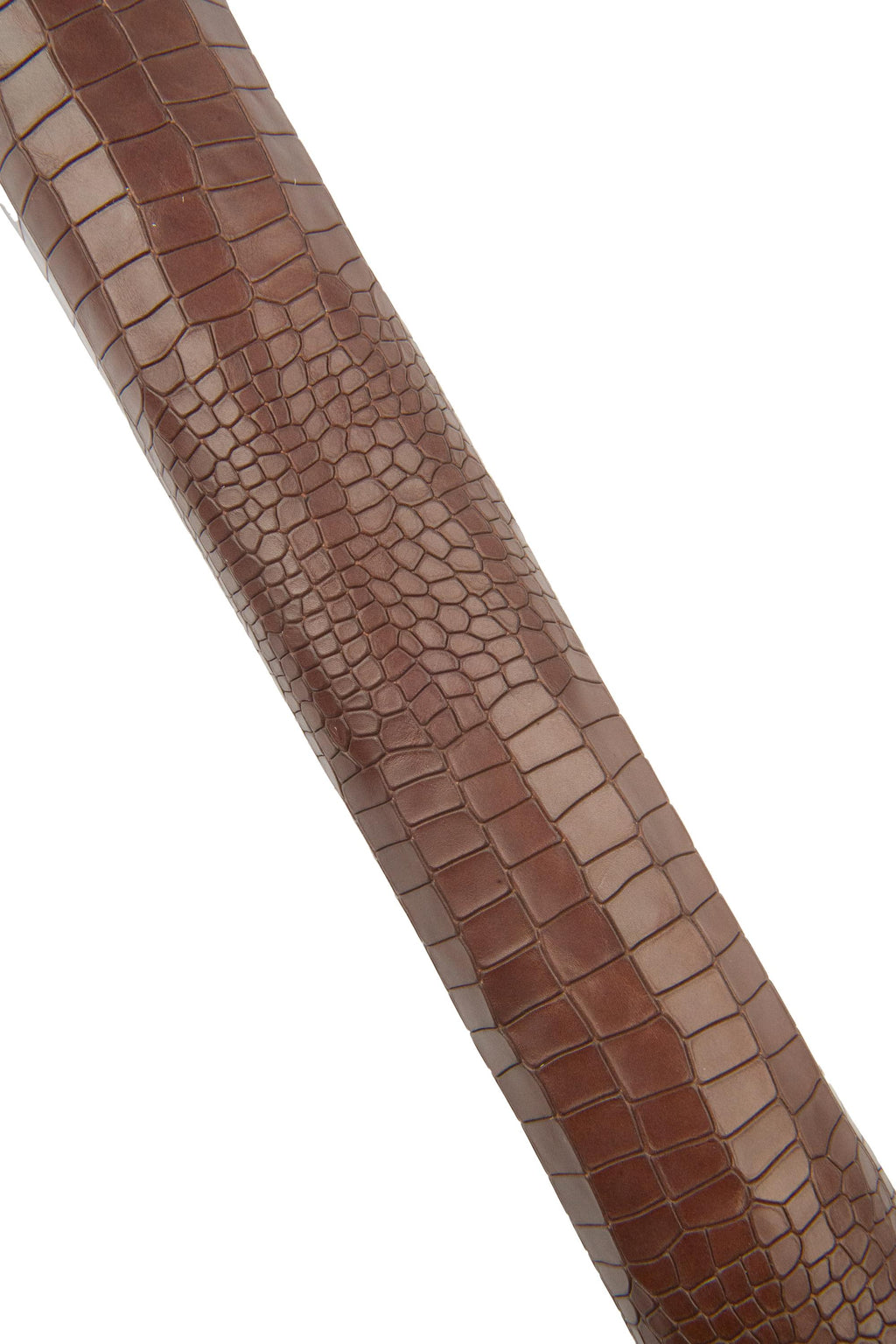 Brown CROCODILE embossed leather hide, glossy croc printed calfskin, soft cowhide for diy projects B18922-ST La Garzarara