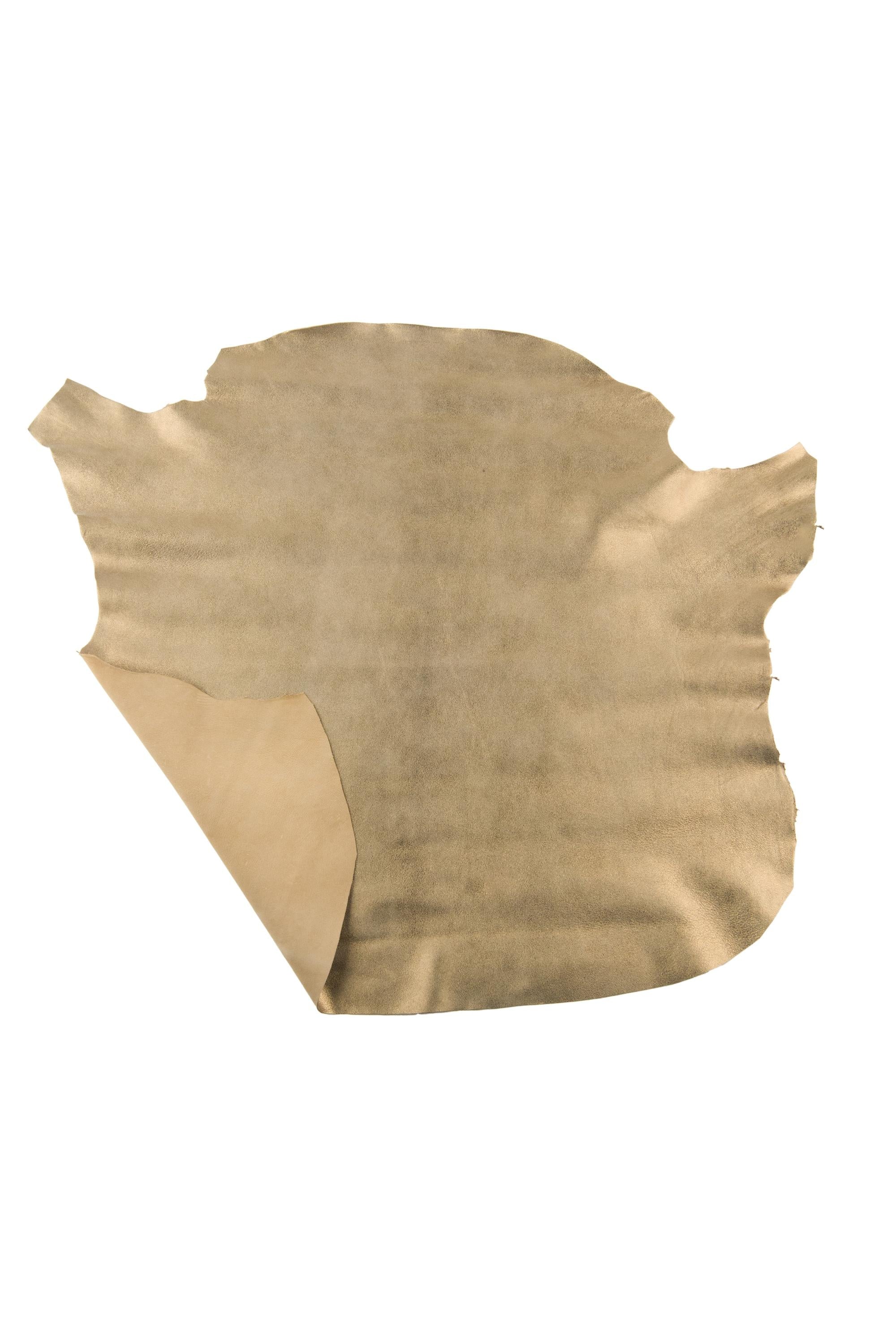 GOLD leather skin, metallic soft SUEDE goatskin, soft bright skin, 0.7 - 0.9 mm, ideal for hobbyists B18818-MT La Garzarara