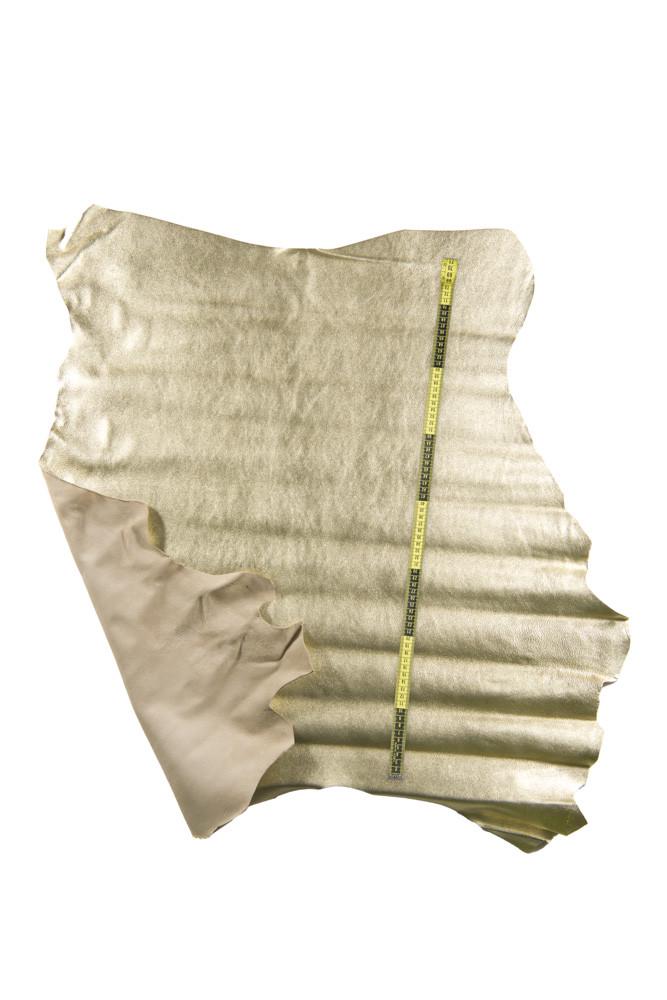 Luxurious soft PLATINUM metallic leather skin, tiny grain textured italian goatskin hide, perfect for diy projects B16917-MT/B La Garzarara