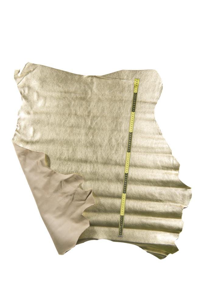 Luxurious soft PLATINUM metallic leather skin, tiny grain textured italian goatskin hide, perfect for diy projects B16917-MT/B La Garzarara