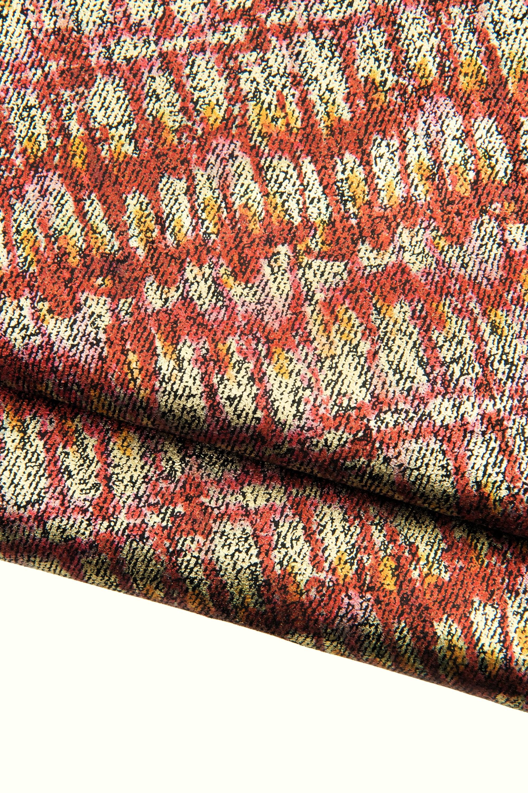 METALLIC PRINTED leather hide, soft bright calfskin, textured cowhide for hobbyists B18799-MT(st) La Garzarara