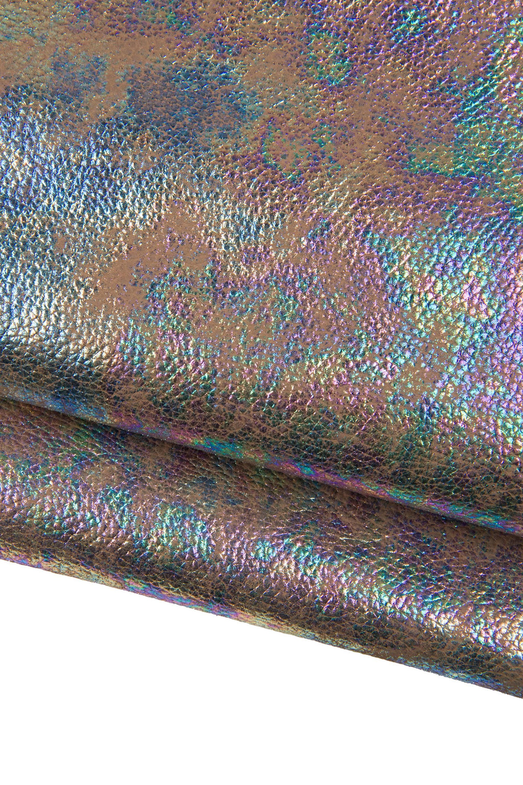 HOLOGRAPHIC pebble GRAIN printed cowhide, metallic printed leather hide, bright soft calfskin 1.0 - 1.2 mm B18928-MT(st) La Garzarara