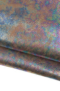 HOLOGRAPHIC pebble GRAIN printed cowhide, metallic printed leather hide, bright soft calfskin 1.0 - 1.2 mm B18928-MT(st) La Garzarara