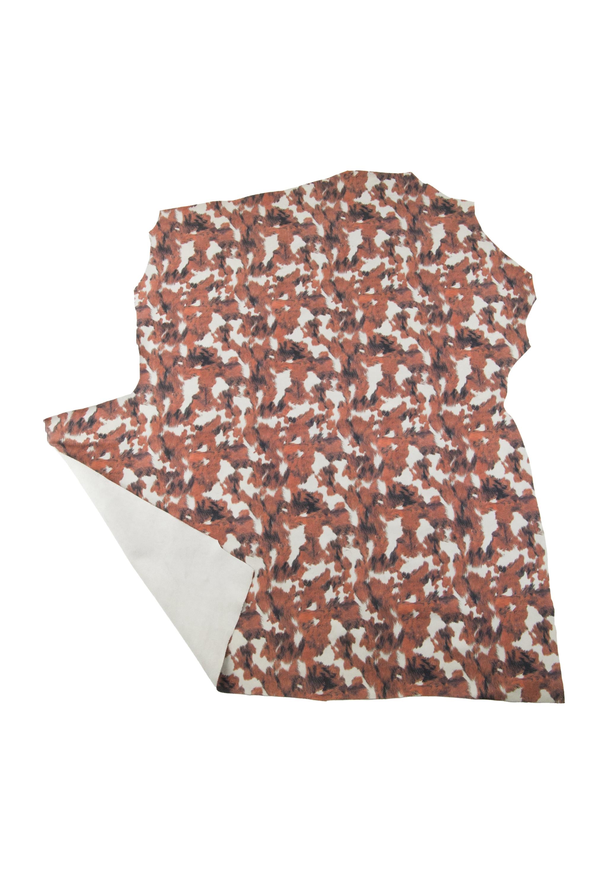 Animal printed SUEDE cowhide, grey - tan - black SPOTTED texture on leather hide, soft calfskin for diy projects B18962-ST La Garzarara