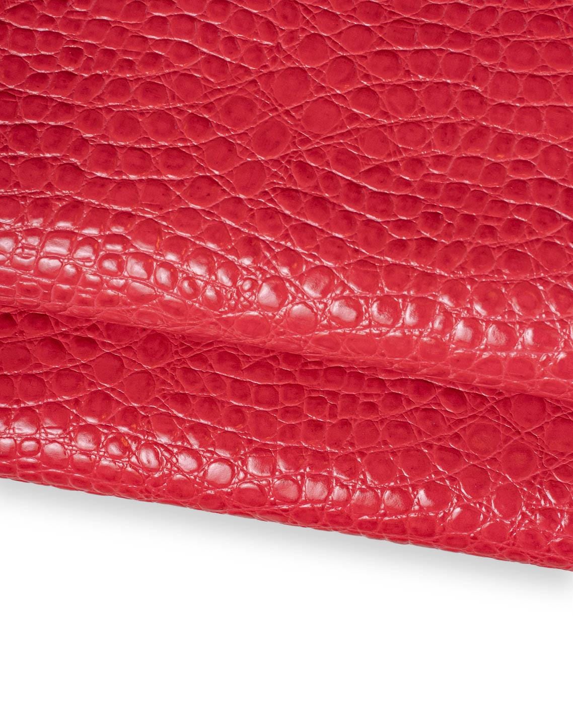 Colorful Crocodile Embossed Leather Hide, Glossy Croc Printed skins, BRIGHT colors alligator printed cowhide soft for crafters B18984-ST