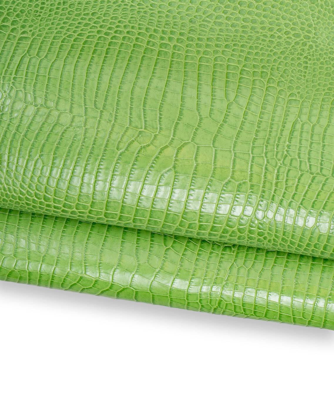 Colorful Crocodile Embossed Leather Hide, Glossy Croc Printed skins, BRIGHT colors alligator printed cowhide soft for crafters B18984-ST