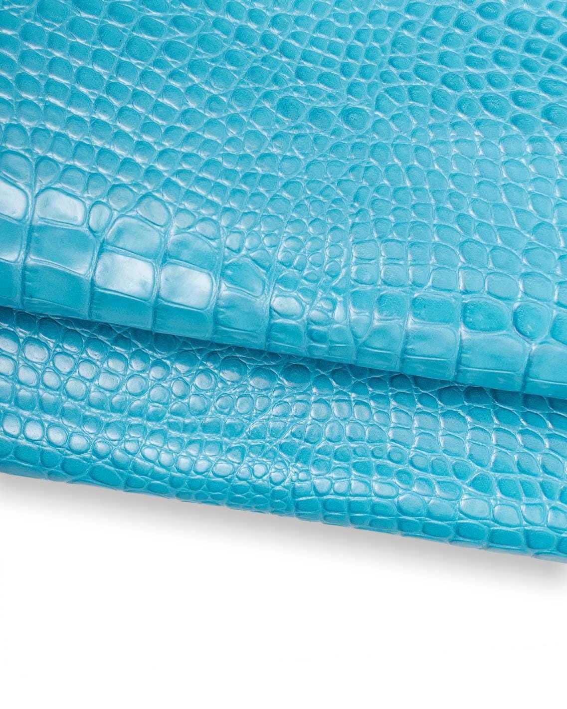 Colorful Crocodile Embossed Leather Hide, Glossy Croc Printed skins, BRIGHT colors alligator printed cowhide soft for crafters B18984-ST