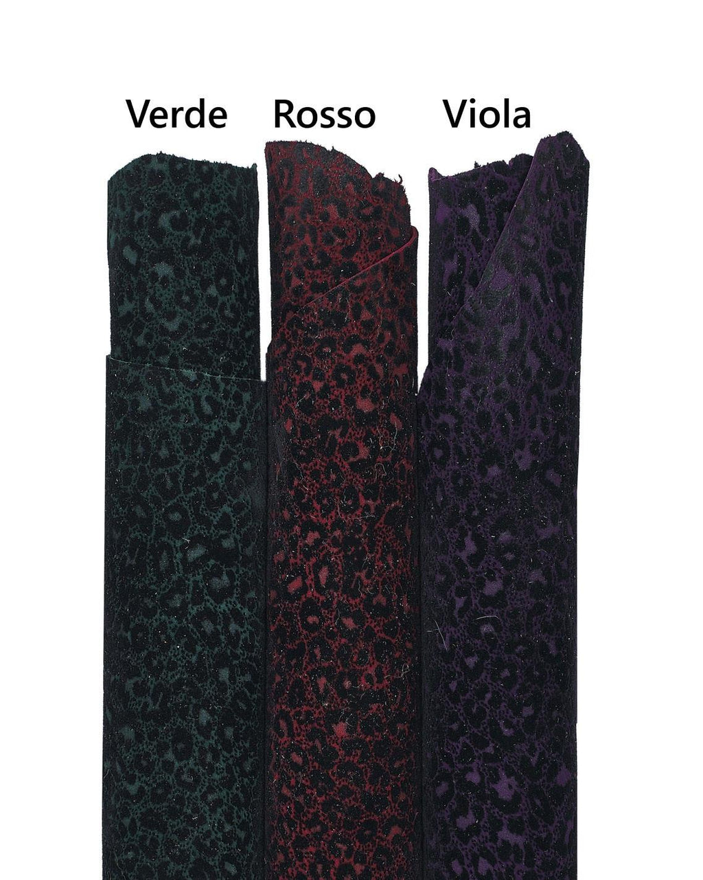 LEOPARD printed leather skins, green red purple goatskin with animal print, soft cheetah hide for hobbyists B18337-ST La Garzarara