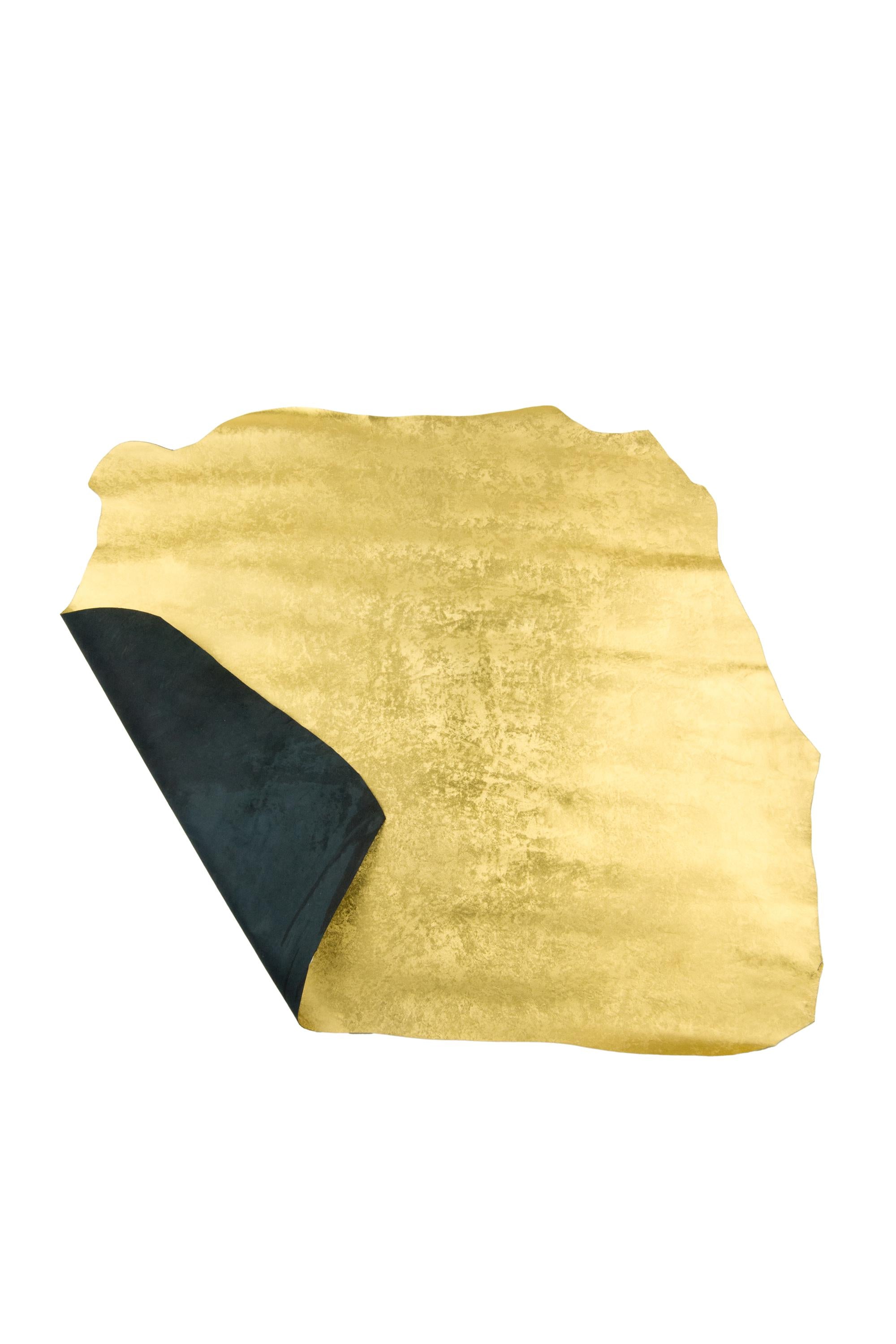 Antique Gold Metallic Leather Hide, Distressed Vintage Laminated Leather for Bags Shoes Leathercraft, B18933-MT La Garzarara