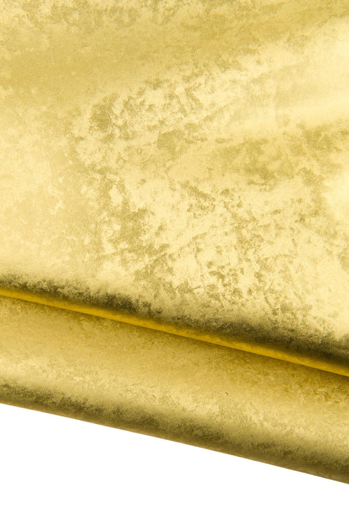 Antique Gold Metallic Leather Hide, Distressed Vintage Laminated Leather for Bags Shoes Leathercraft, B18933-MT La Garzarara