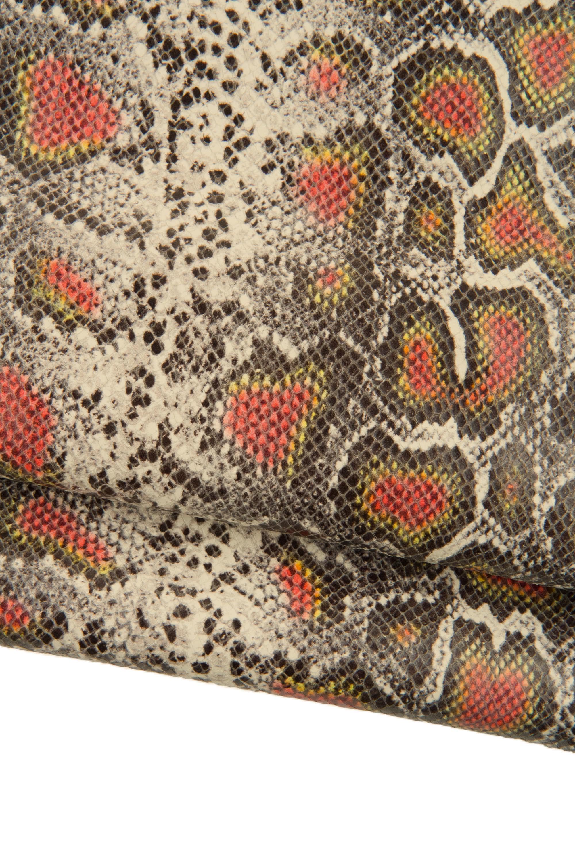 Italian Fashion Python Leather skin, Graphic Multicolor Snake Print | Genuine Designer colorful snakeskin Leather HideB18906-ST La Garzarara