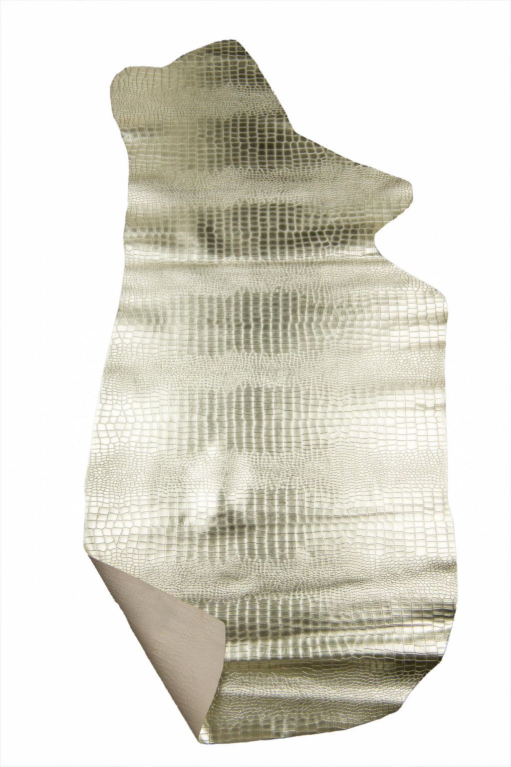 Gold Croc Embossed Leather Hide, Metallic Italian crocodile Leather, Luxury Reptile Leather for Bags & Crafts B18888-MT(st) La Garzarara