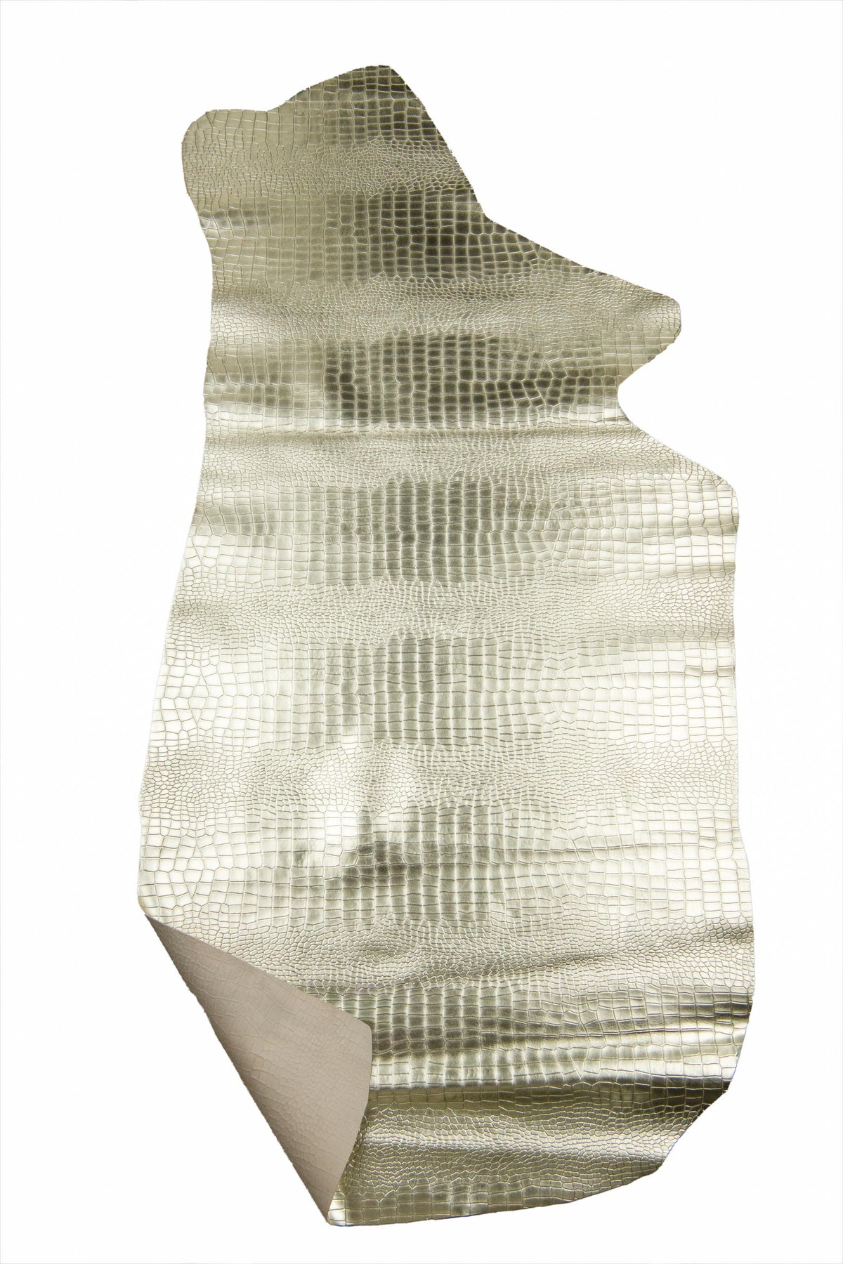 Gold Croc Embossed Leather Hide, Metallic Italian crocodile Leather, Luxury Reptile Leather for Bags & Crafts B18888-MT(st) La Garzarara