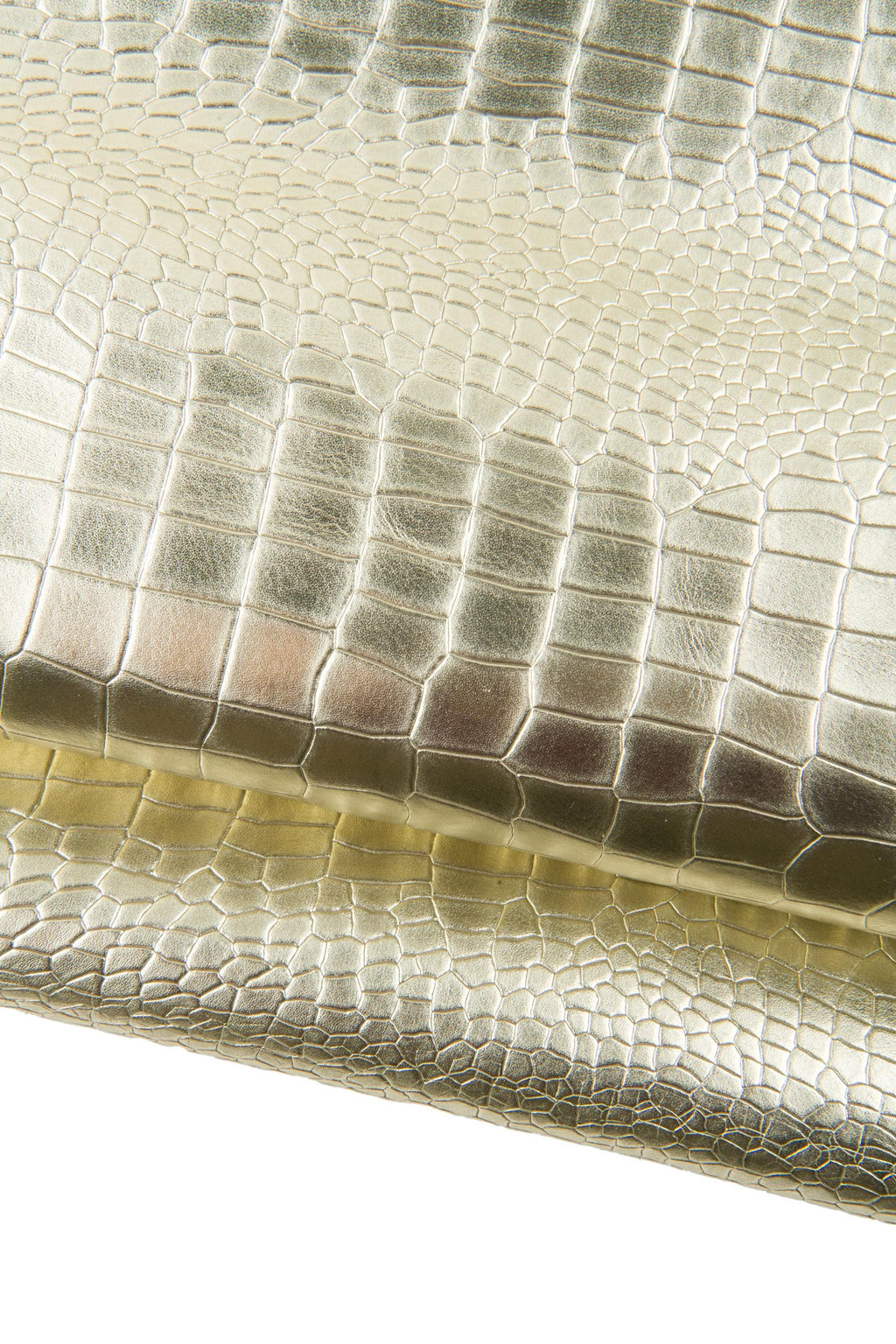 Gold Croc Embossed Leather Hide, Metallic Italian crocodile Leather, Luxury Reptile Leather for Bags & Crafts B18888-MT(st) La Garzarara