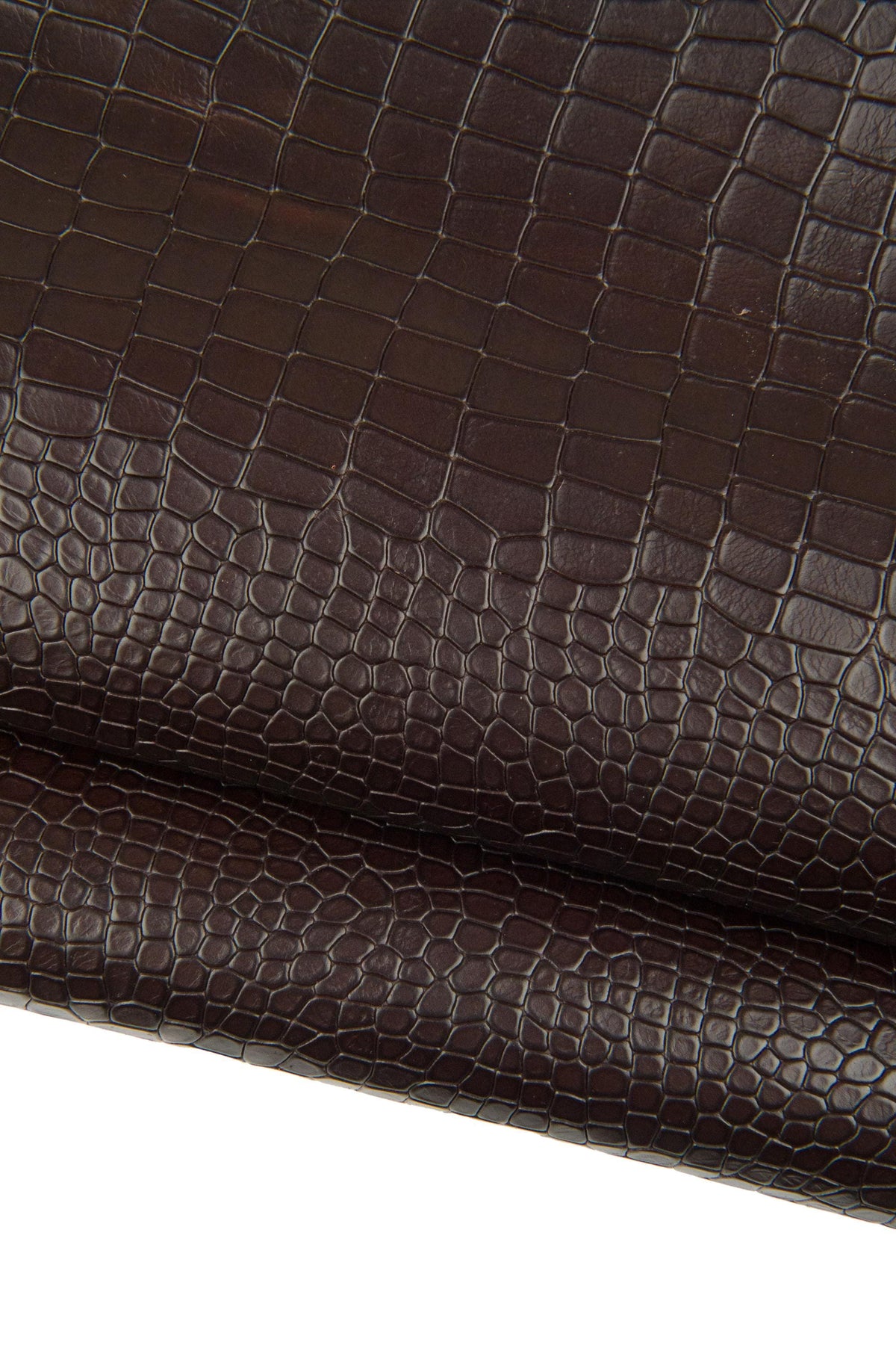Dark brown CROCODILE leather hide, semi glossy ALLIGATOR Croc cowhide, soft embossed cowhide0.8 - 1.0 mm B18932-ST La Garzarara