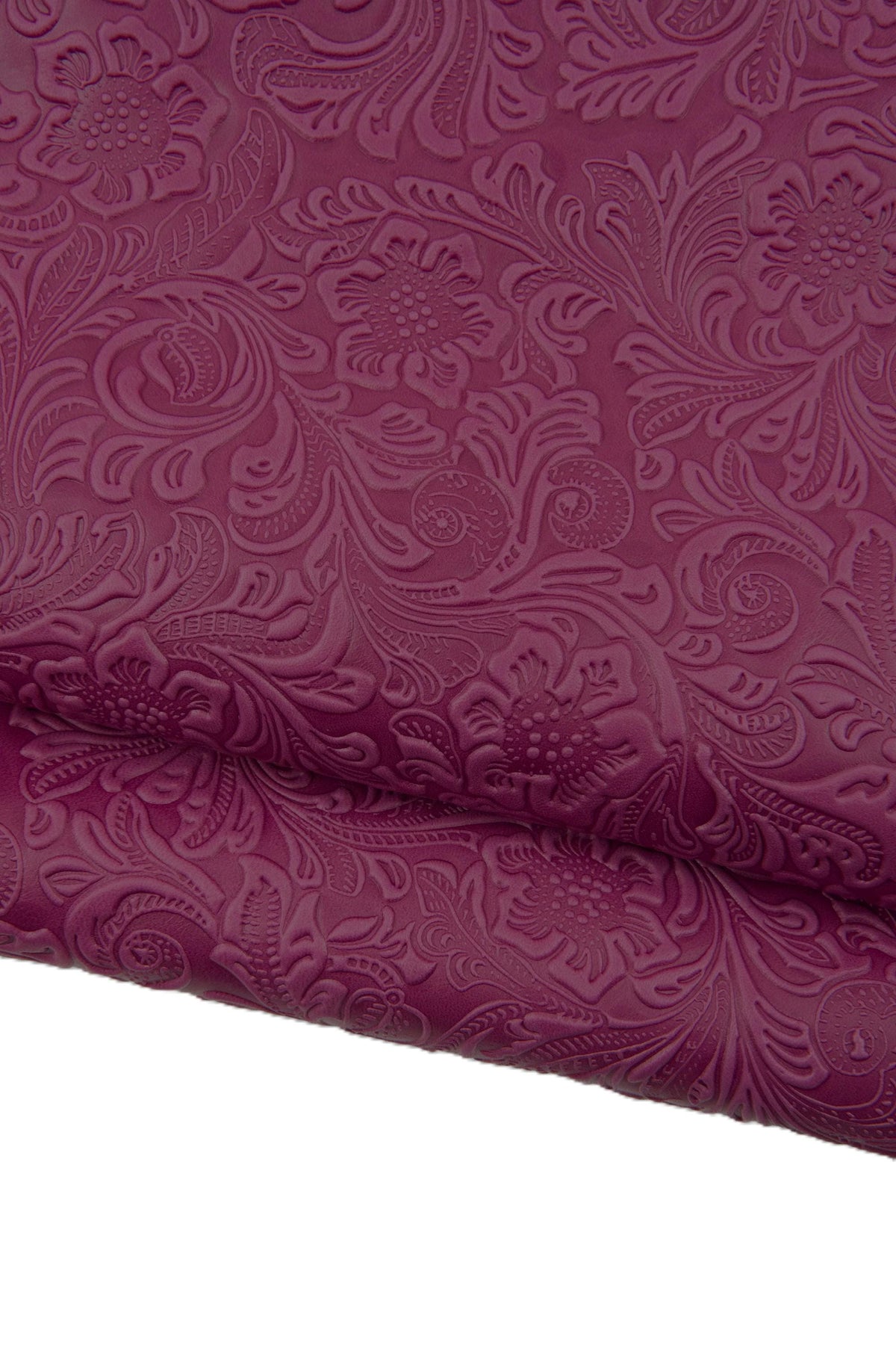 Purple CHARRO printed leather hide, floral embossed calfskin, soft cowhide for DIY creations B18963-ST La Garzarara