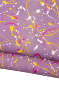 Lilac purple leather skin- yellow, fuchsia, white SPLASH print - hand PAINTED goatskin for hobbyists B18966-DM La Garzarara