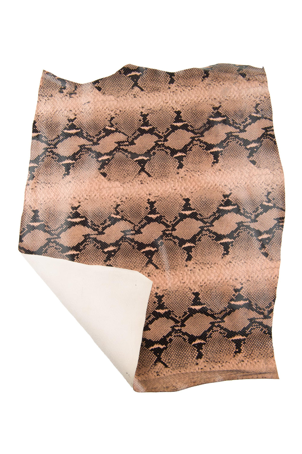 REPTILE textured cowhide, beige - black SNAKE python pattern on leather hide, glossy soft animal printed calfskin B18910-ST La Garzarara