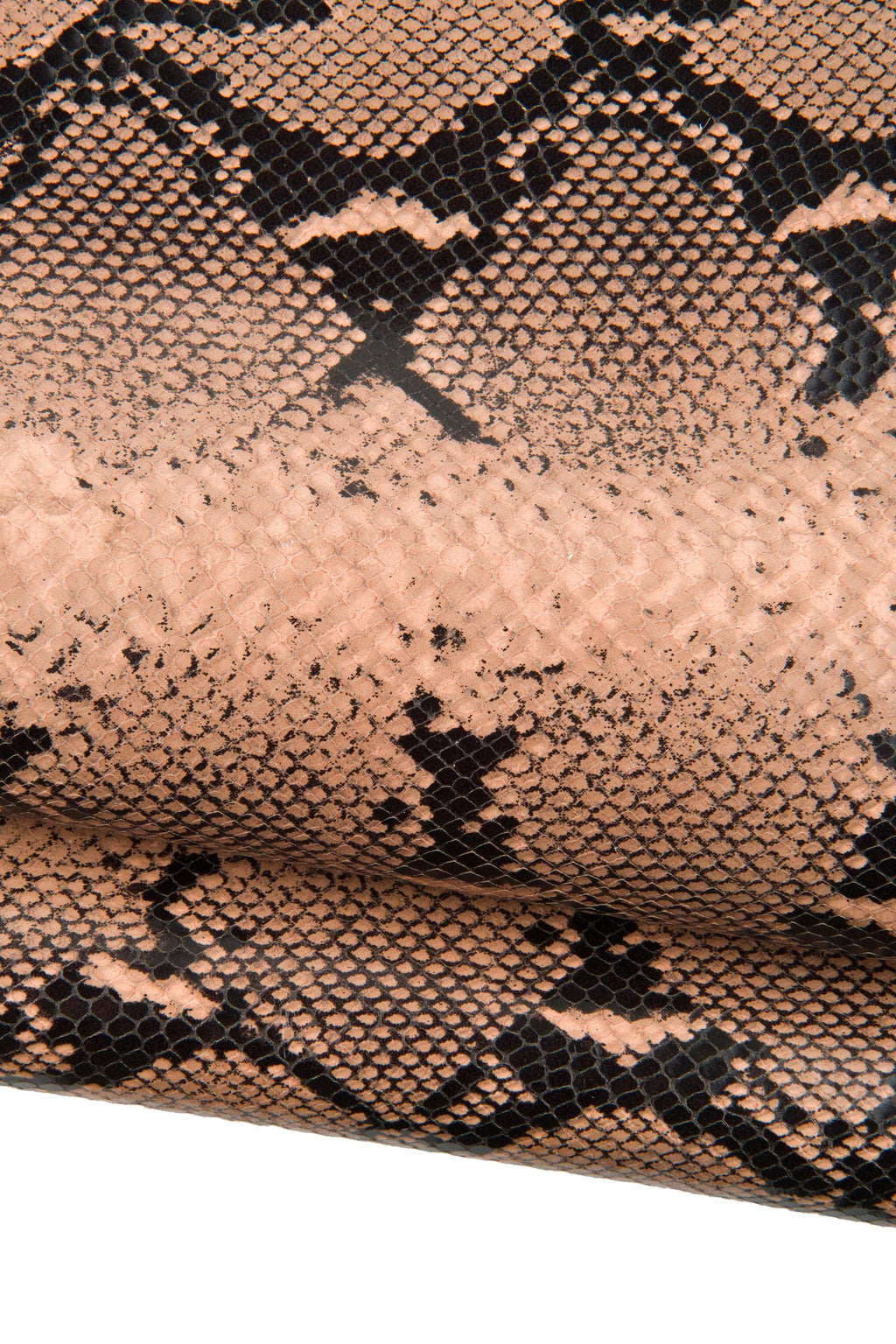 REPTILE textured cowhide, beige - black SNAKE python pattern on leather hide, glossy soft animal printed calfskin B18910-ST La Garzarara