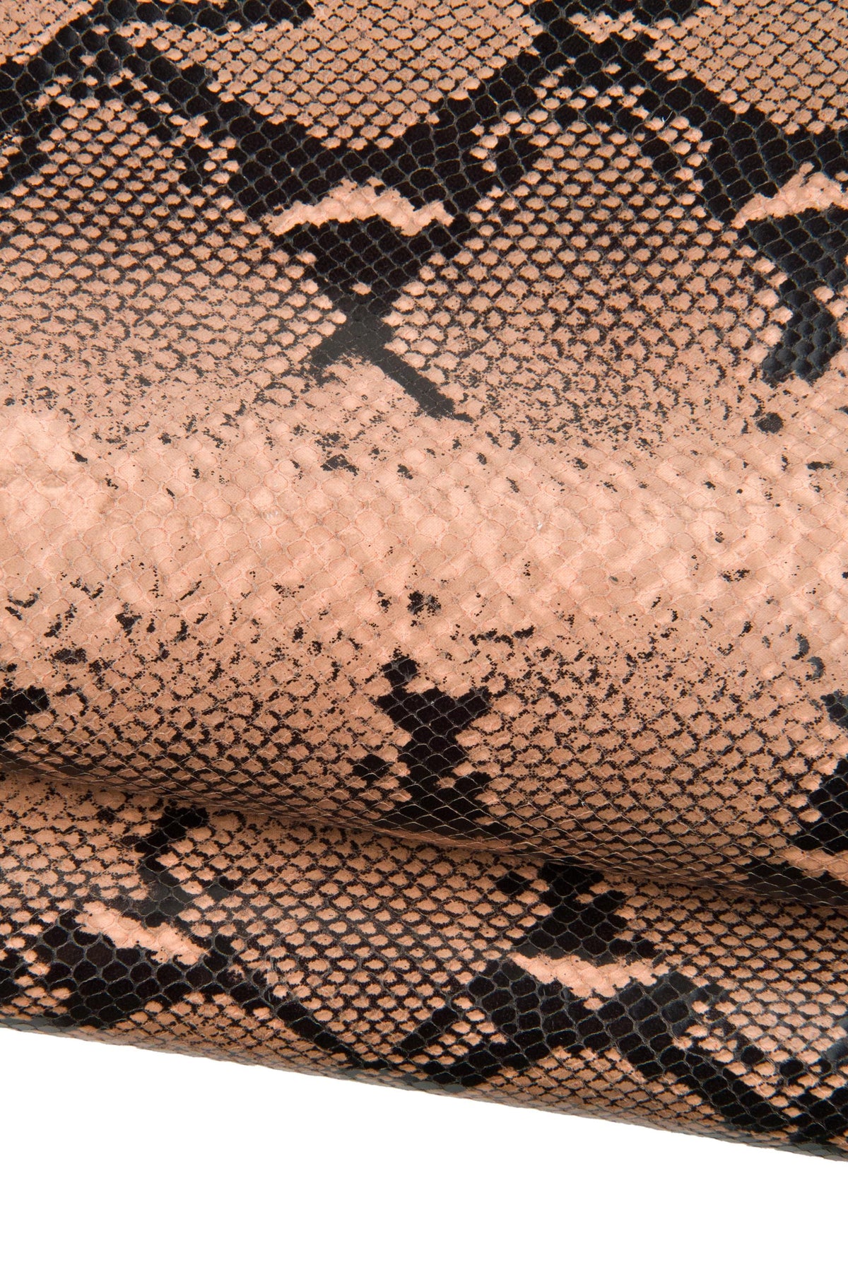 REPTILE textured cowhide, beige - black SNAKE python pattern on leather hide, glossy soft animal printed calfskin B18910-ST La Garzarara