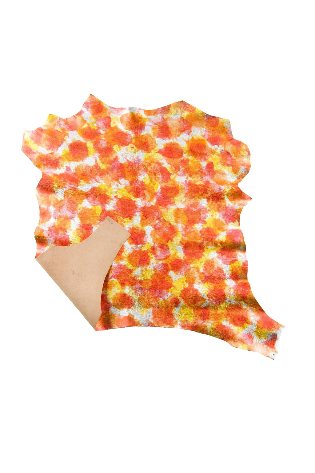 Watercolor print leather skin, BRIGHT soft metallic hide, colorful artistic leather for crafters B18889-MT(st) La Garzarara