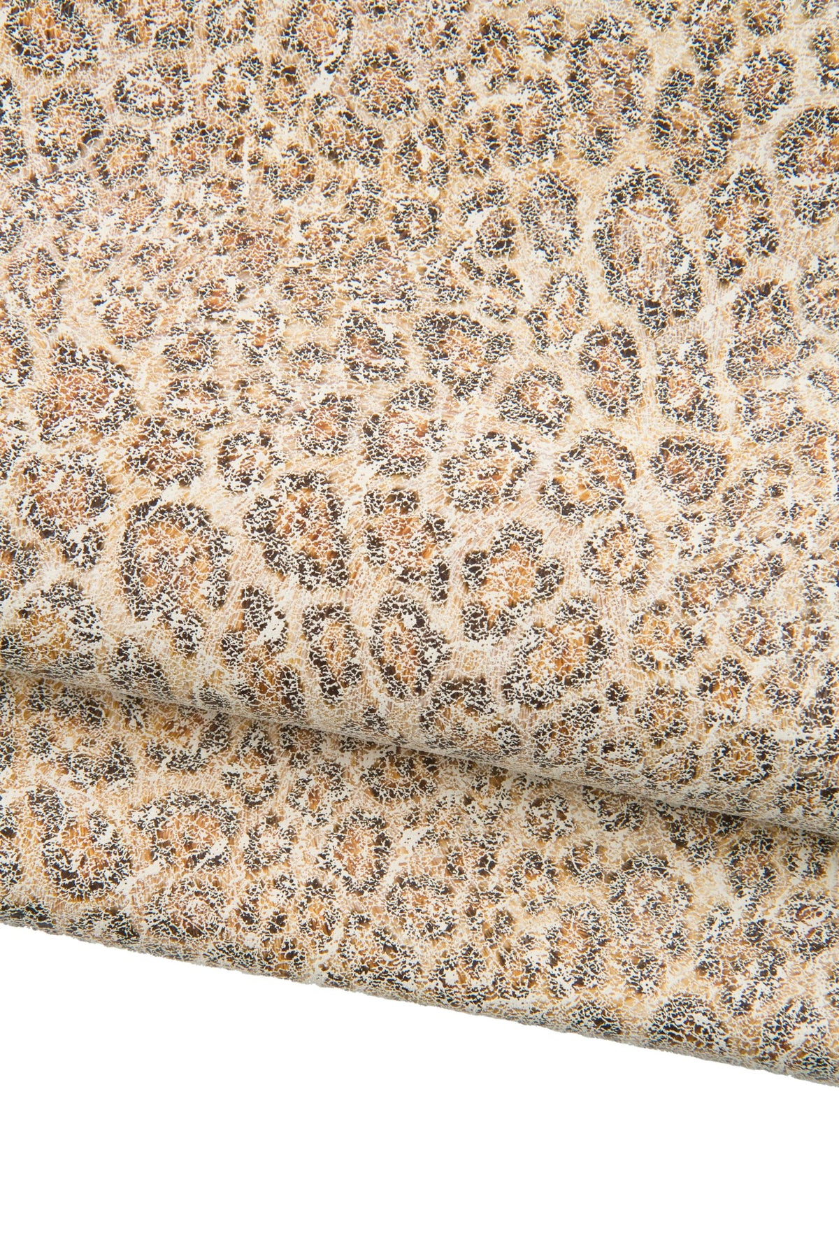LEOPARD textured suede goatskin, ANIMAL printed beige leather skin, crackled hide for diy projects B18884-ST La Garzarara