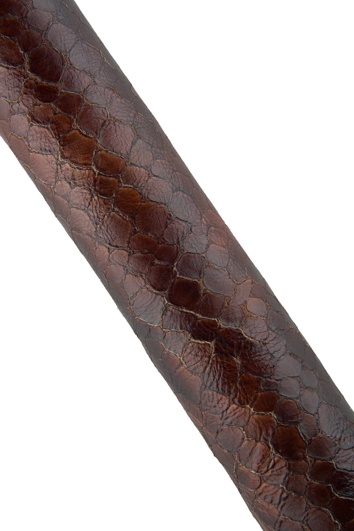 Brown CROCODILE printed leather hide, glossy embossed calfskin, ALLIGATOR textured cowhide for diy projects B19120-ST La Garzarara