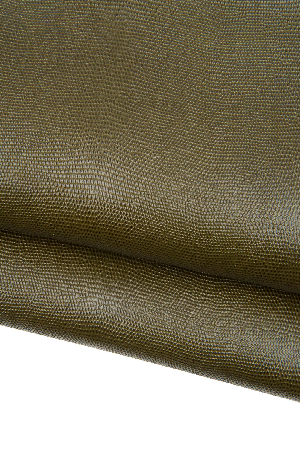 Military green LIZARD embossed cowhide, GLOSSY printed leather hide, soft material, ideal for bags, wallets, purses B18924-ST La Garzarara