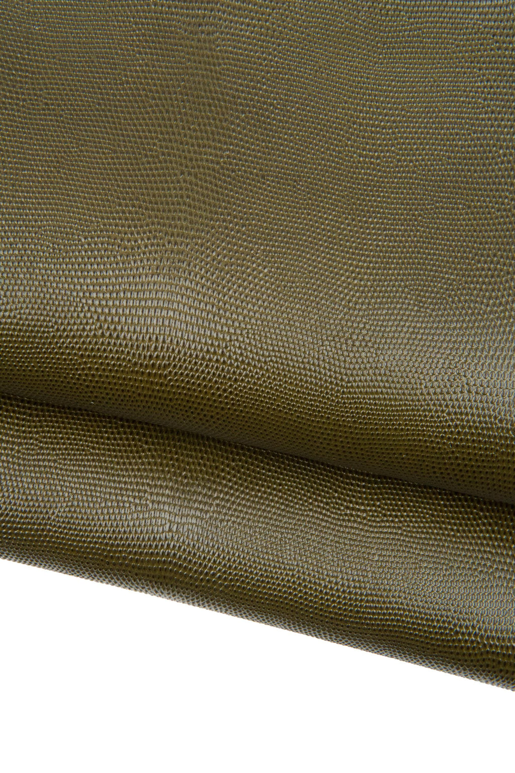 Military green LIZARD embossed cowhide, GLOSSY printed leather hide, soft material, ideal for bags, wallets, purses B18924-ST La Garzarara