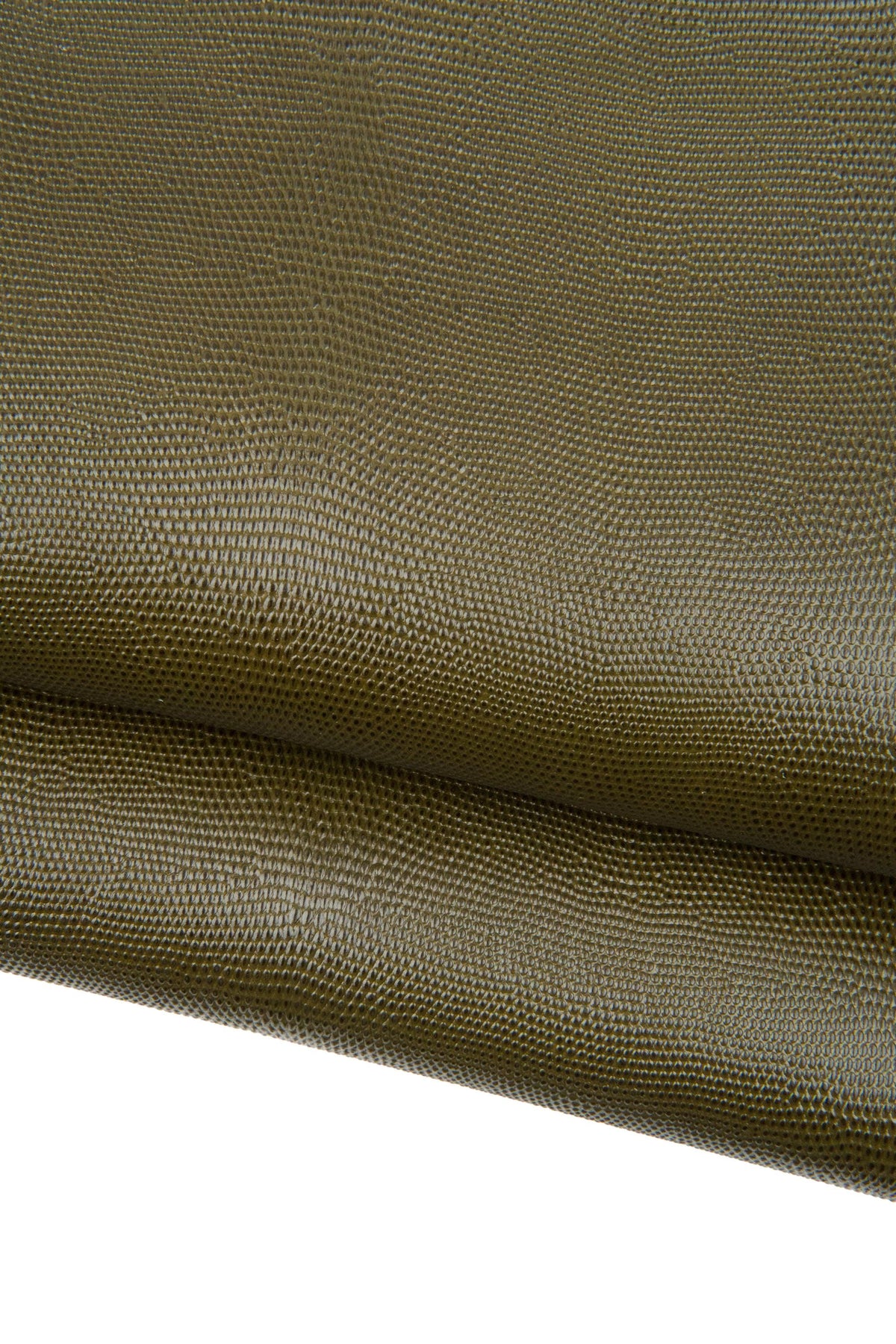 Military green LIZARD embossed cowhide, GLOSSY printed leather hide, soft material, ideal for bags, wallets, purses B18924-ST La Garzarara